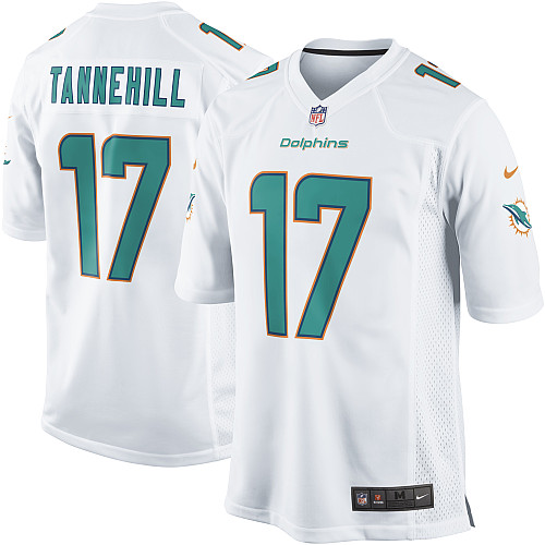 Men's Game Ryan Tannehill Nike Jersey White Road - #17 NFL Miami Dolphins